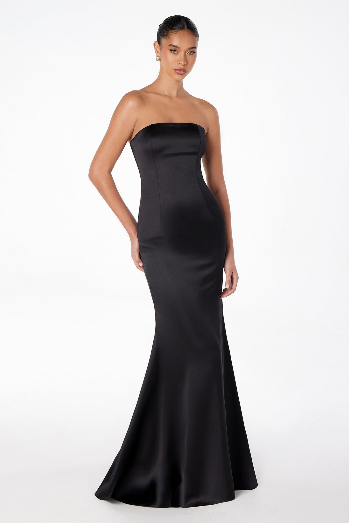 Astee Strapless Fitted Mermaid Gown with Scarf