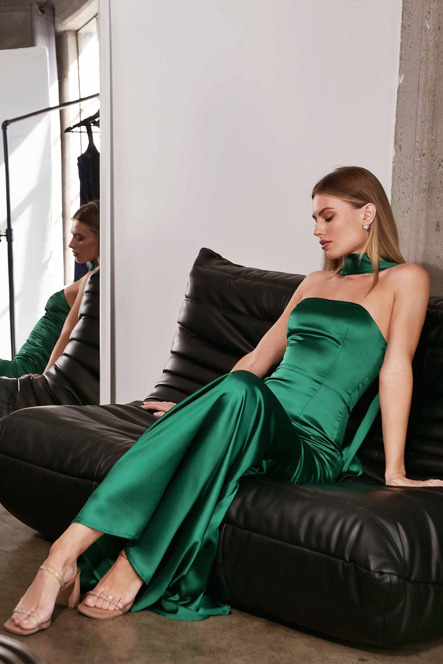 Astee Strapless Fitted Mermaid Gown with Scarf