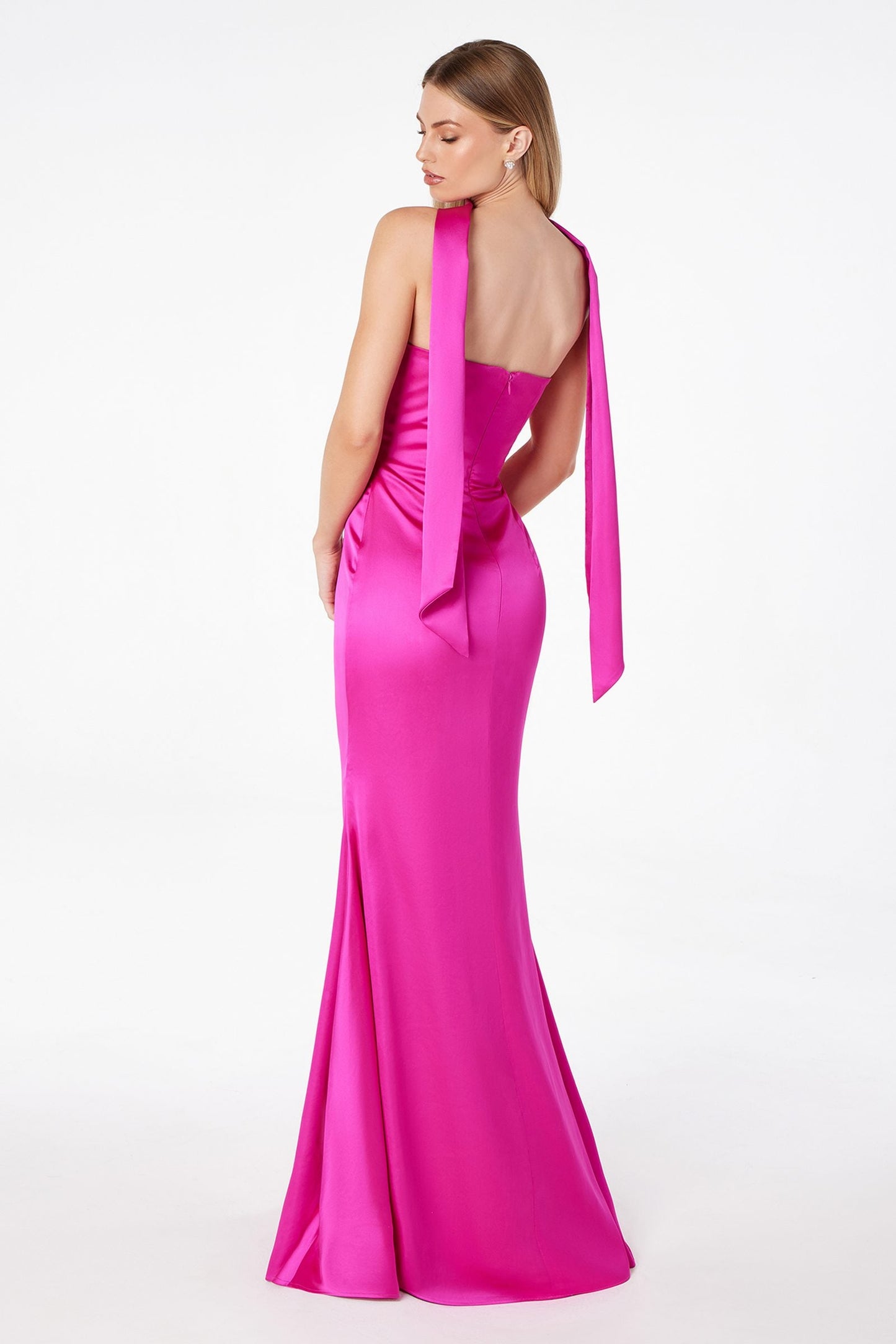 Astee Strapless Fitted Mermaid Gown with Scarf