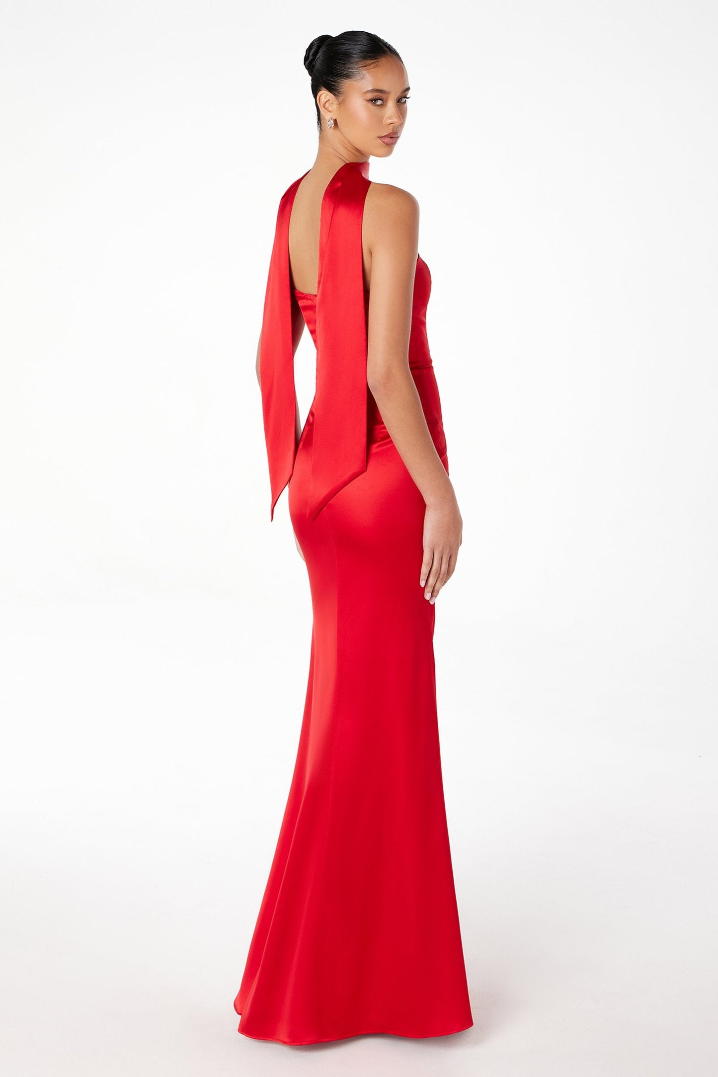 Astee Strapless Fitted Mermaid Gown with Scarf