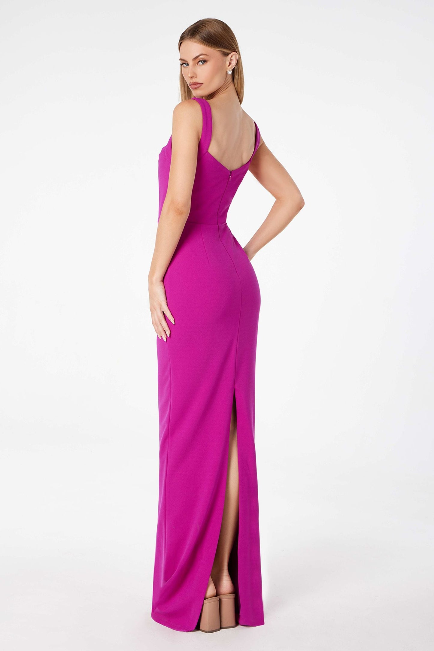 Astee Classic Modest Fitted Gown with Back Leg Slit