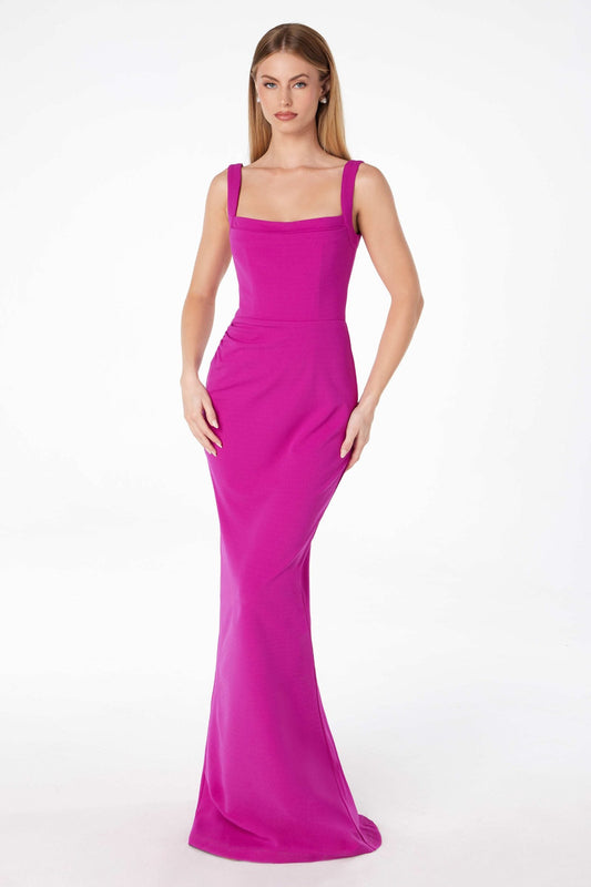 Astee Classic Modest Fitted Gown with Back Leg Slit