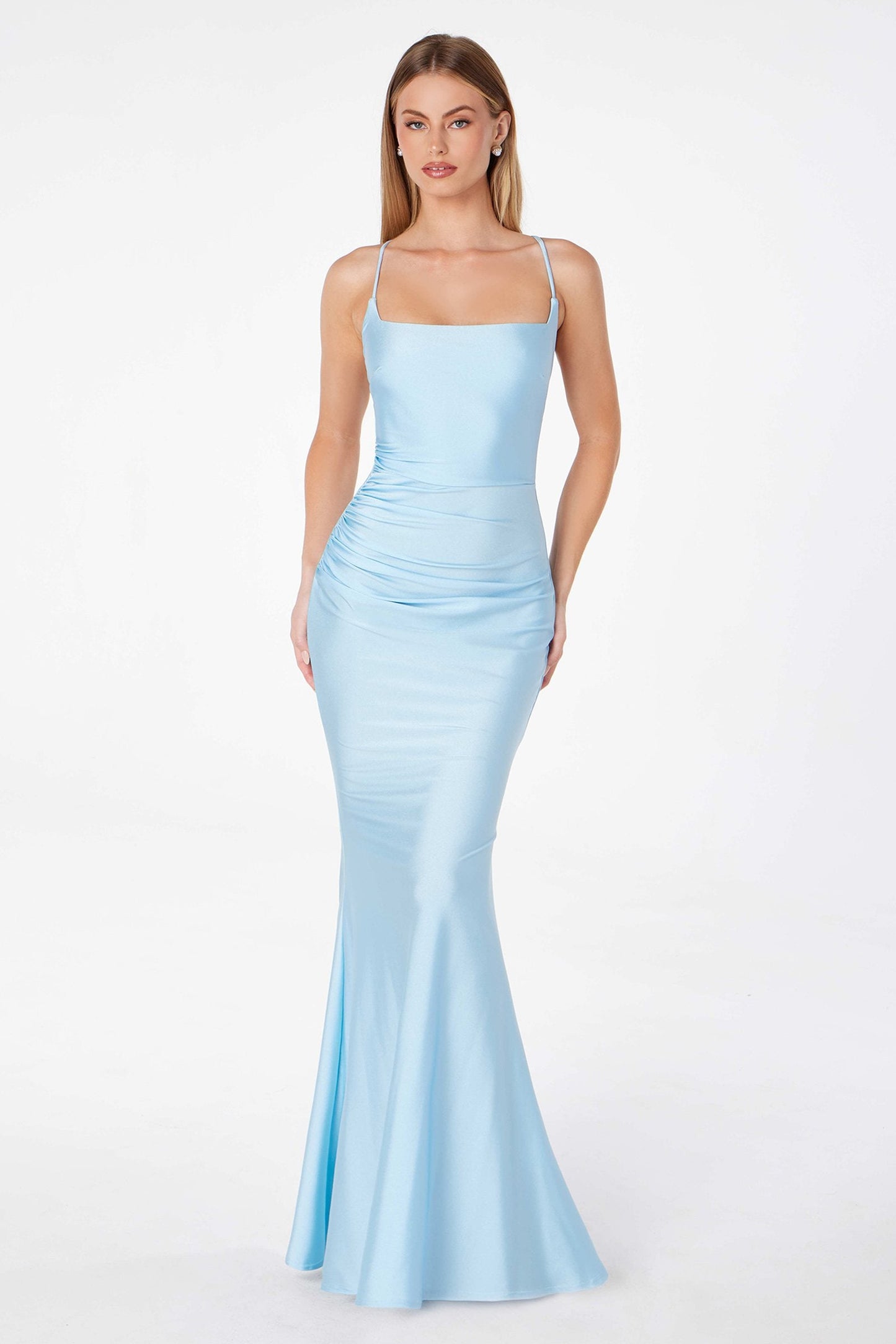 Astee Long Fitted Evening Gown Strappy Open Back