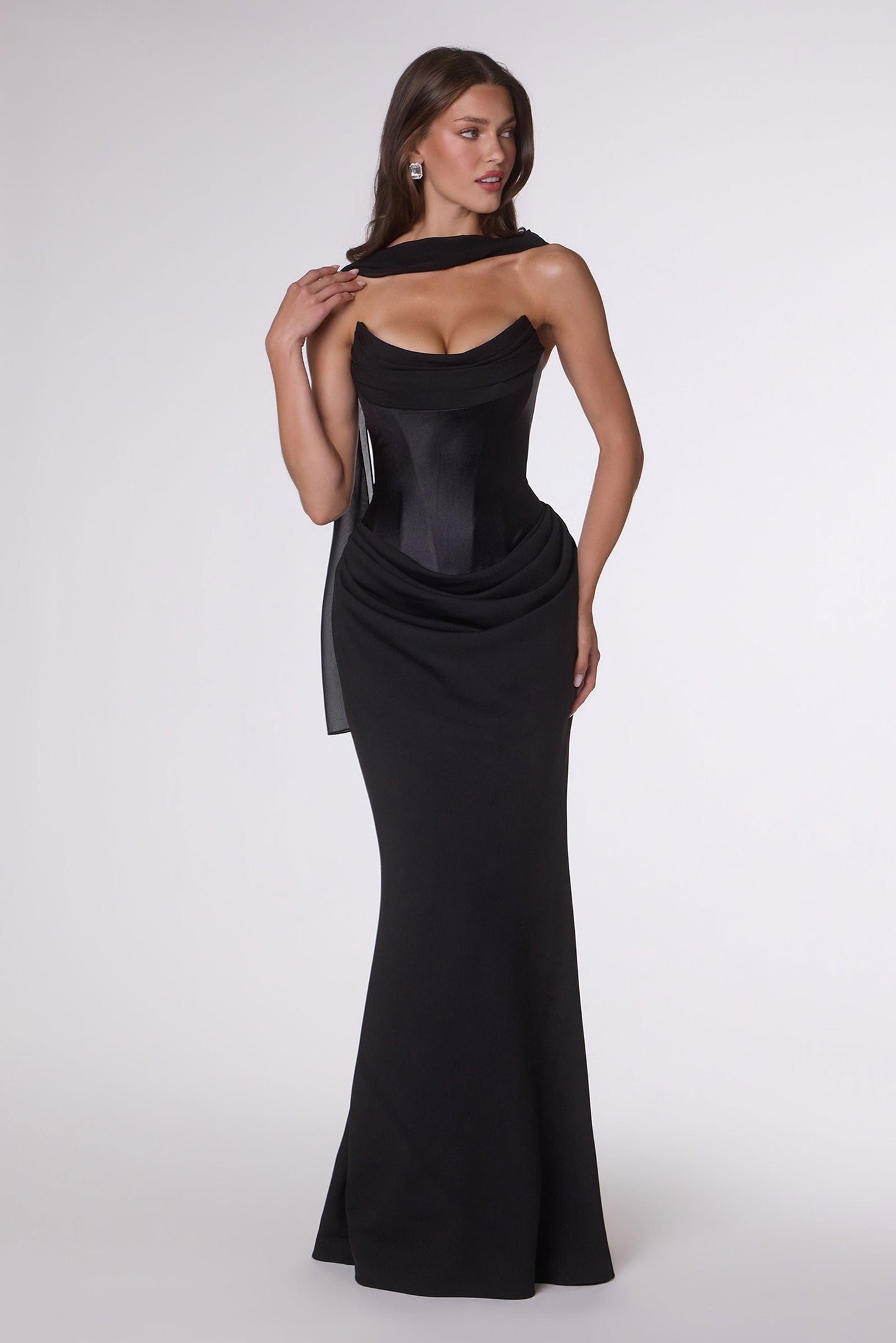 Amoris Strapless Fitted Column Semi-Formal Gown
