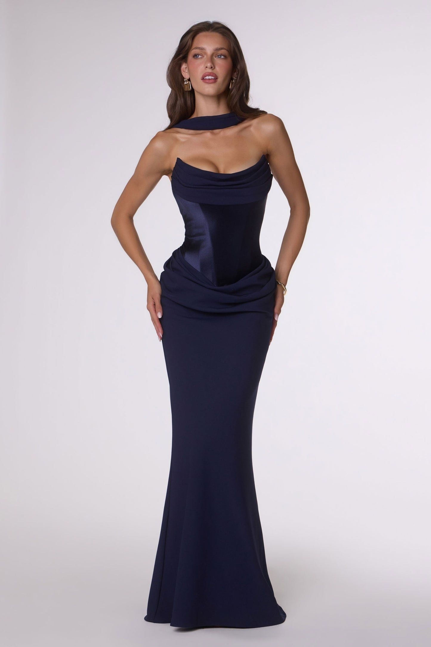 Amoris Strapless Fitted Column Semi-Formal Gown