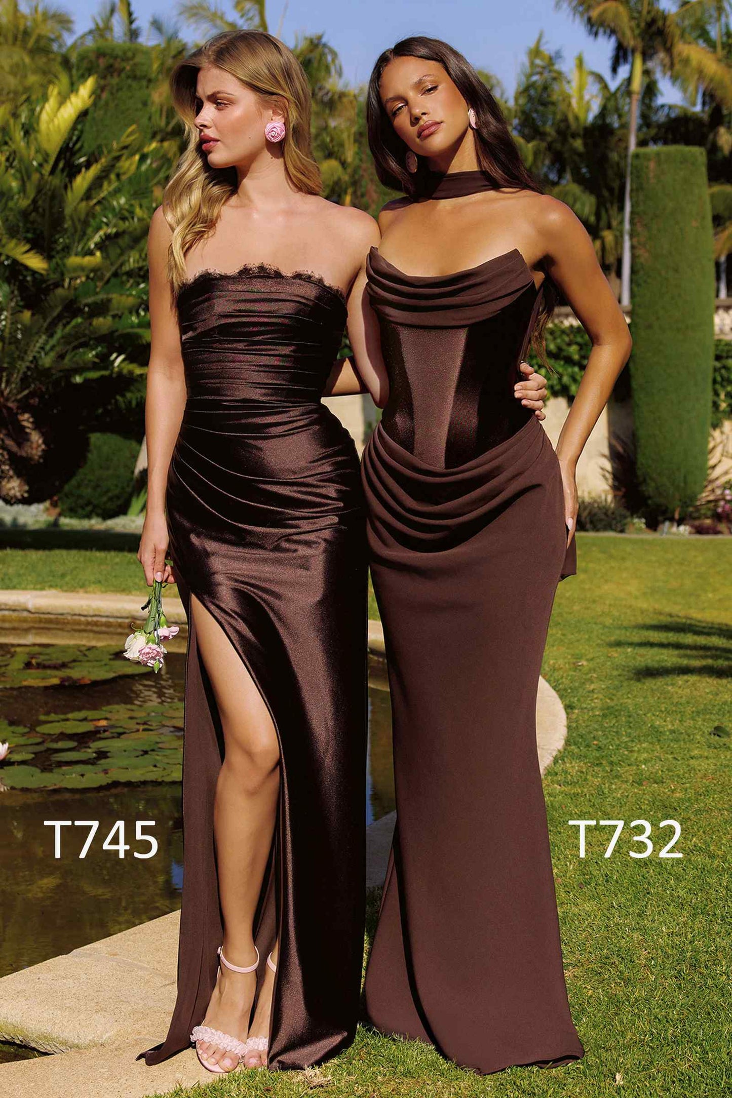 Amoris Strapless Fitted Column Semi-Formal Gown