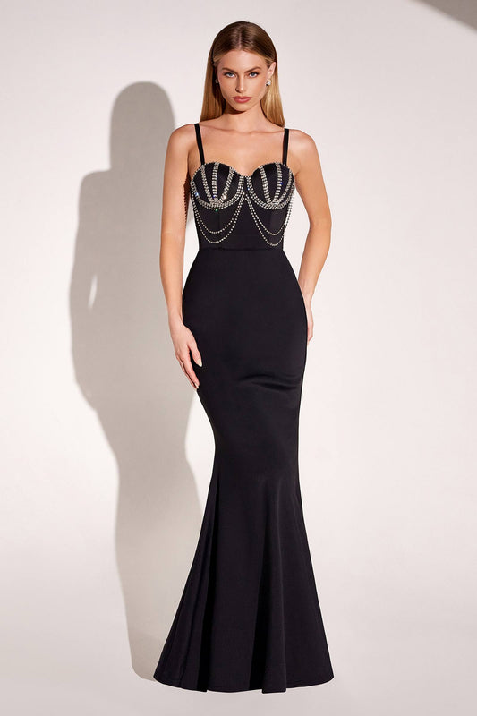 Ladivine Amoris Long Fitted Sweetheart Neck Evening Gown