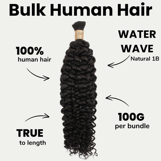 Water Wave Bulk 100% Human Braiding Hair