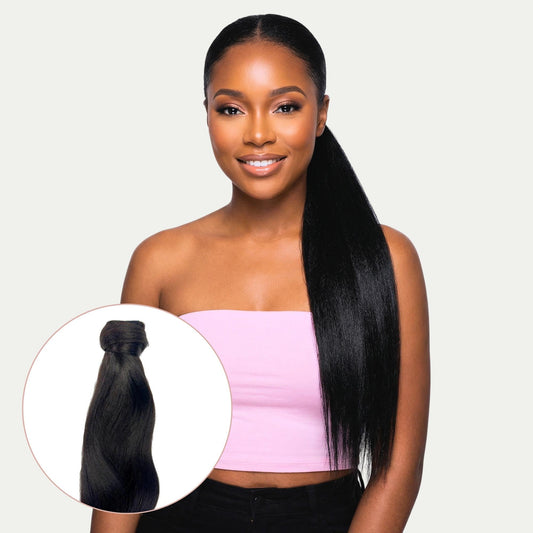 Yaki Straight 100% Human Hair Ponytail Extension