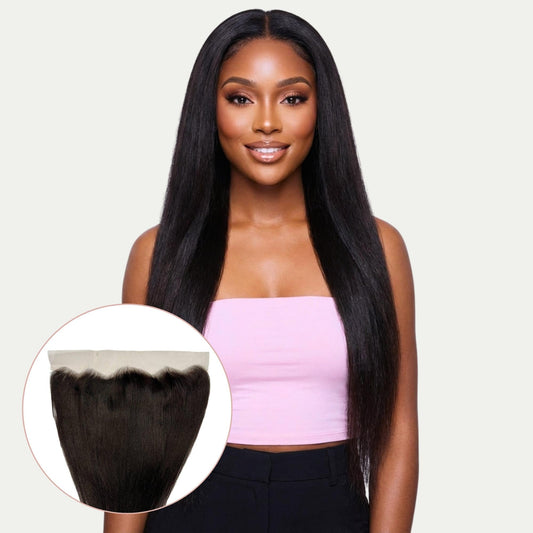 Yaki Straight 13x4 Transparent Lace Human Hair Frontal
