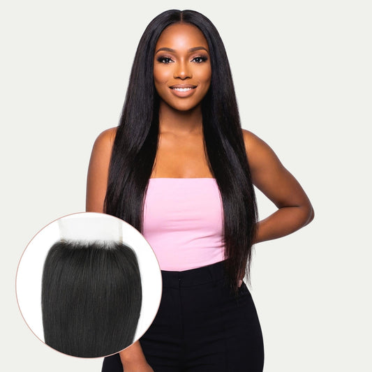 Yaki Straight 4x4 Transparent Lace Human Hair Closure