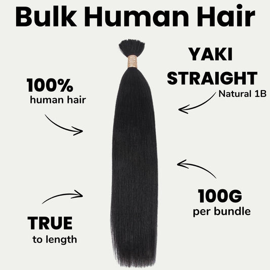 Yaki Straight Bulk 100% Human Braiding Hair