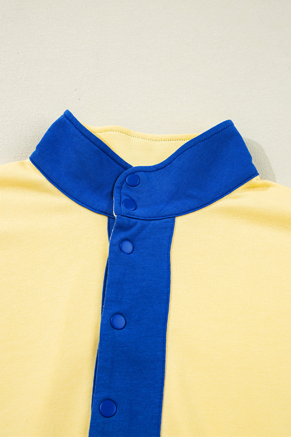 Colorblock Patchwork Half Button Pullover and Shorts Set