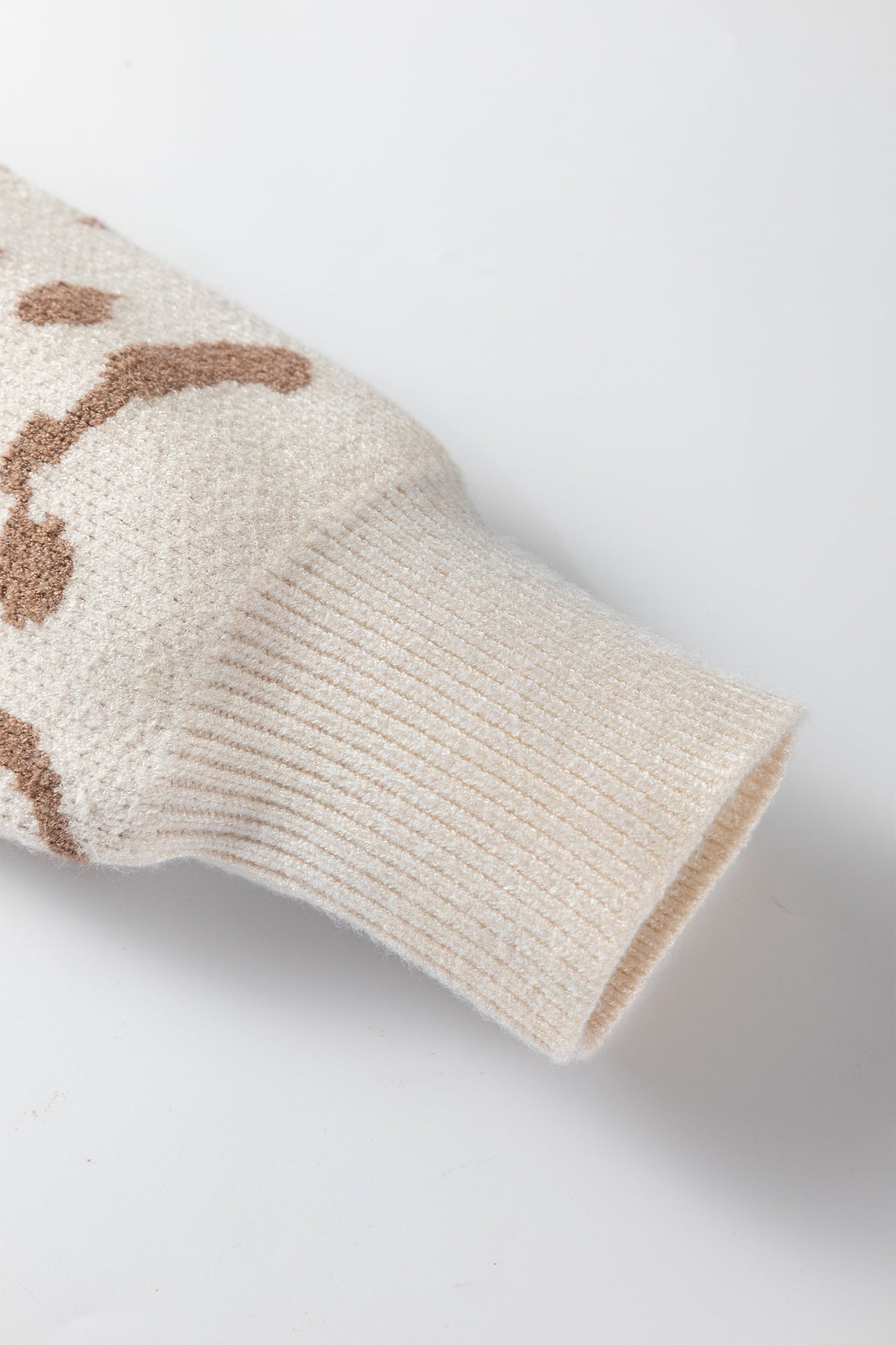 Asymmetric Leopard Print Detail Drop Shoulder Sweater