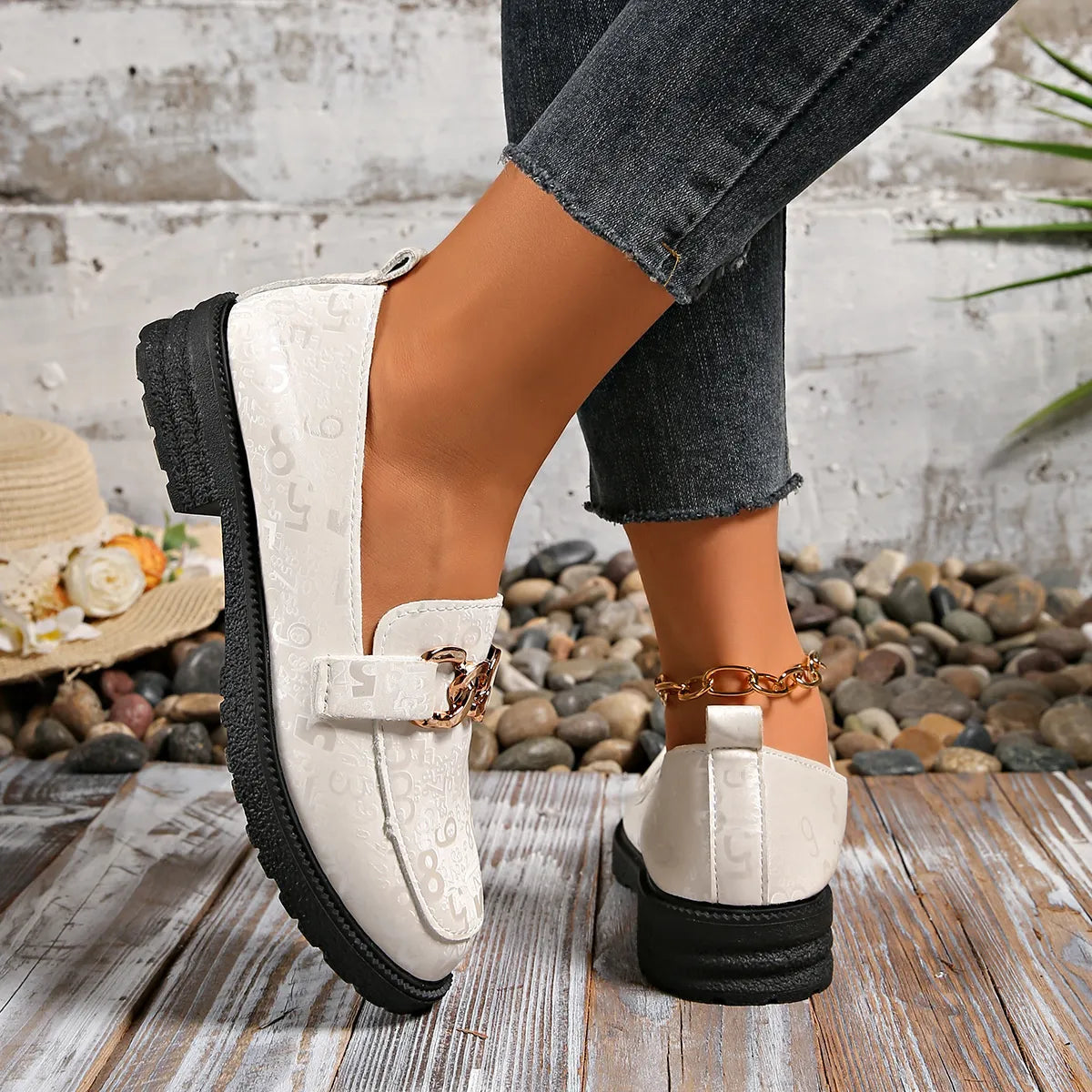 Round Toe Block Heel Loafers