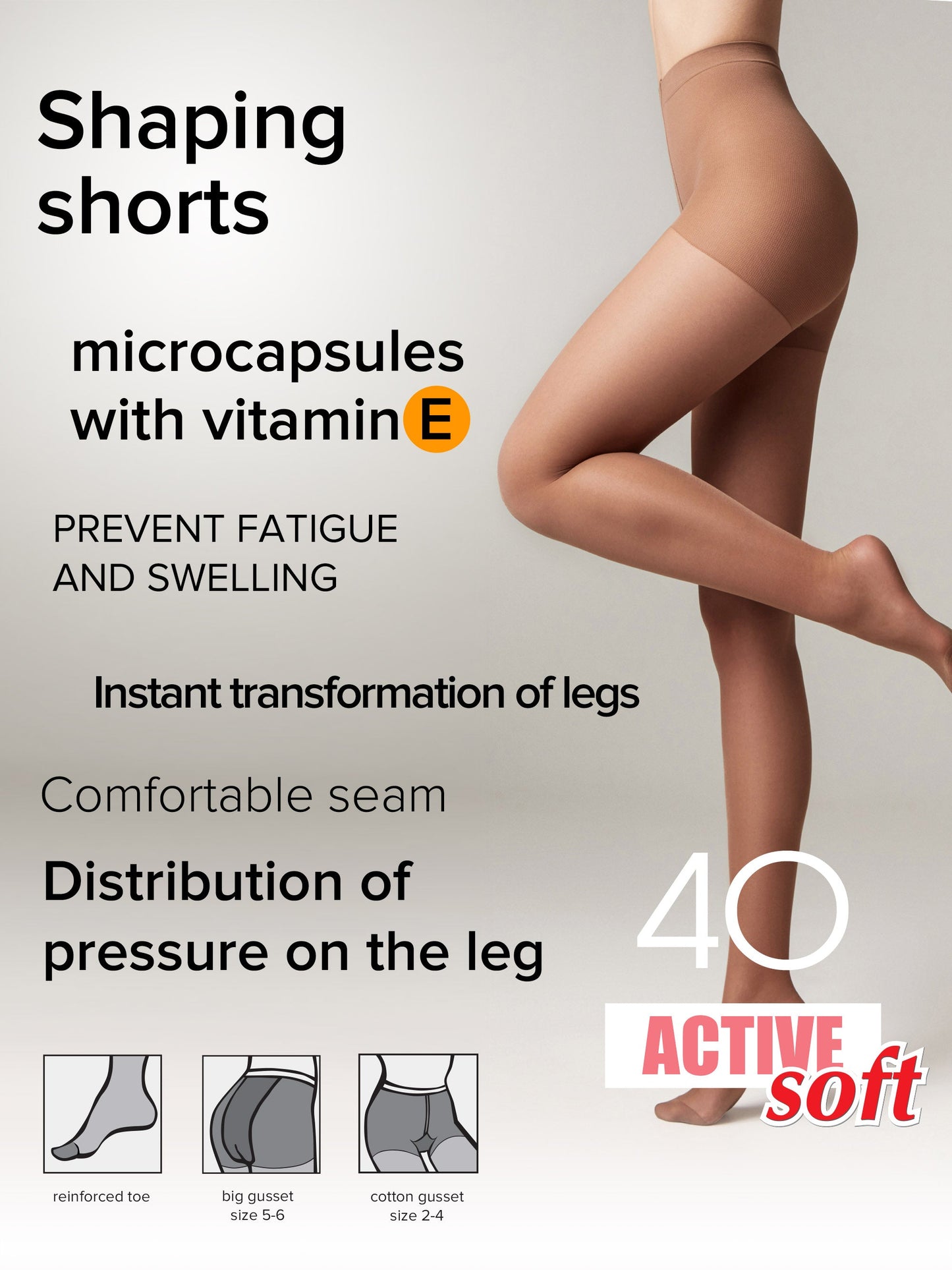 Tights Conte Active Soft 40 Den - Shaping Support with Vitamin E