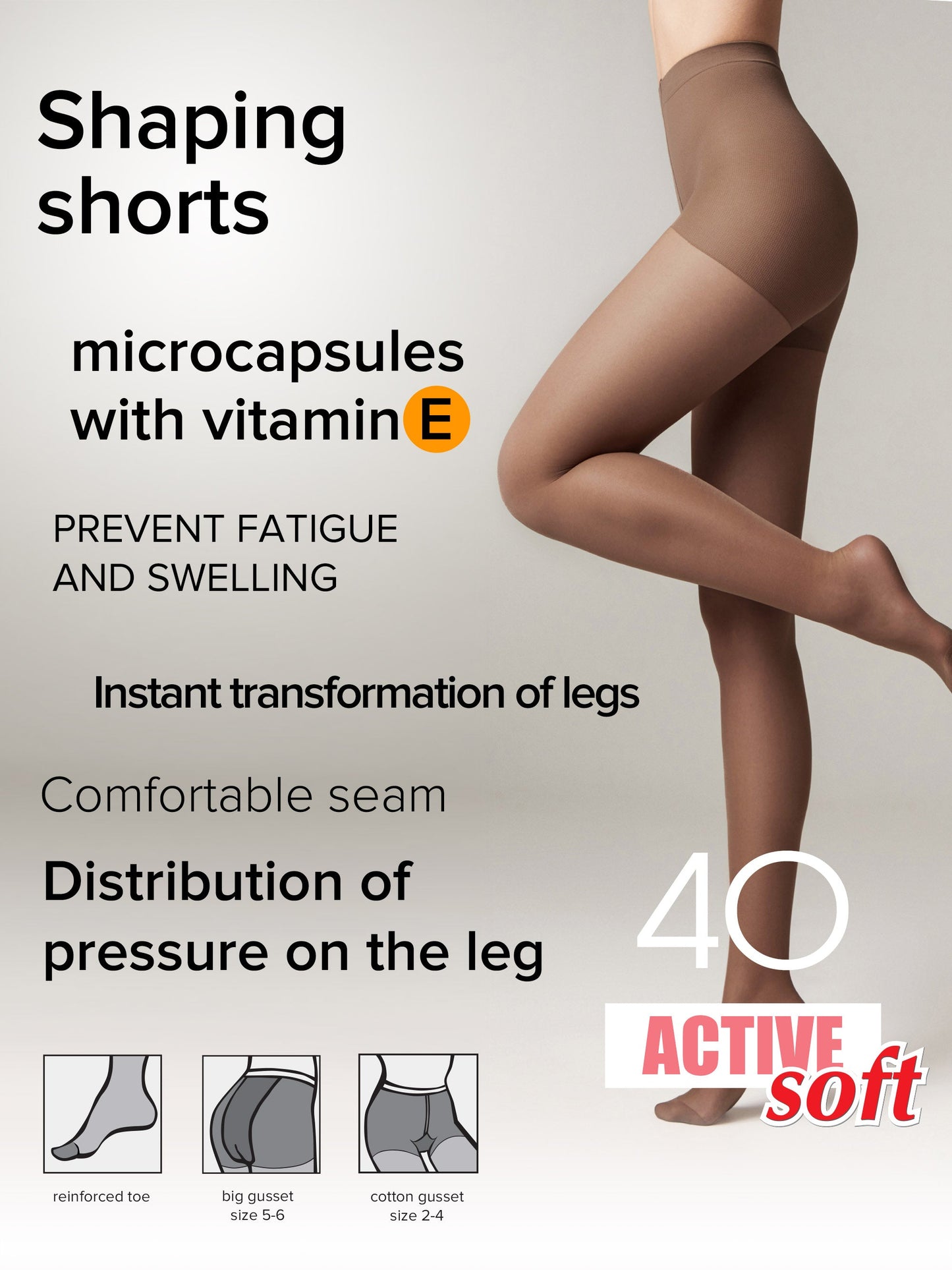Tights Conte Active Soft 40 Den - Shaping Support with Vitamin E