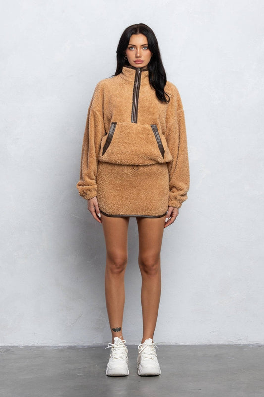 Cozy Half Zip Top & Mini Skirt Set