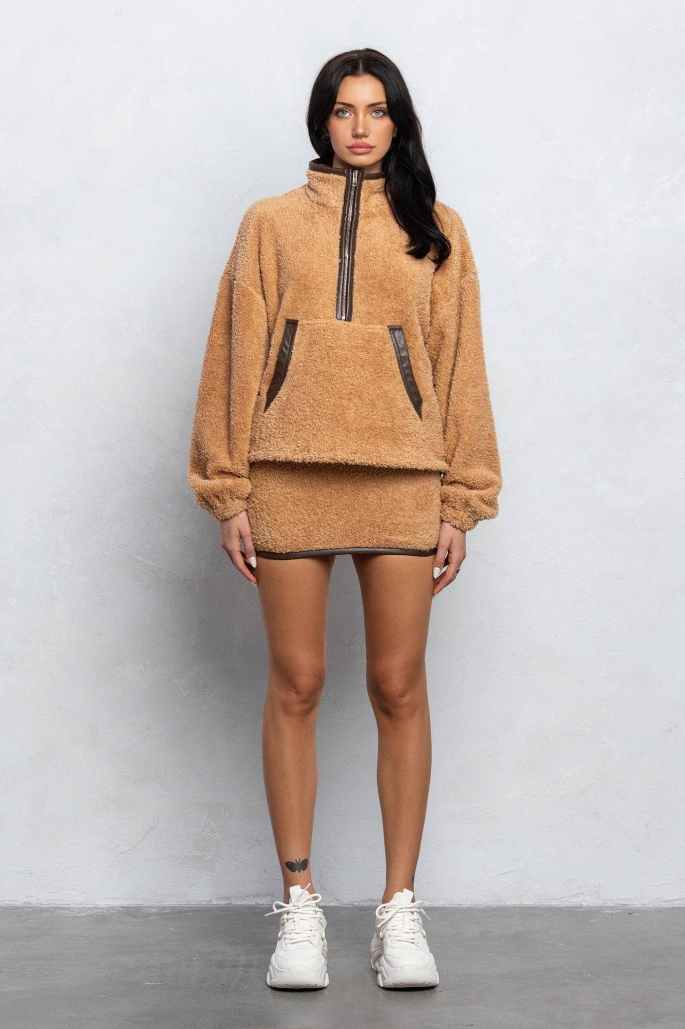 Cozy Half Zip Top & Mini Skirt Set
