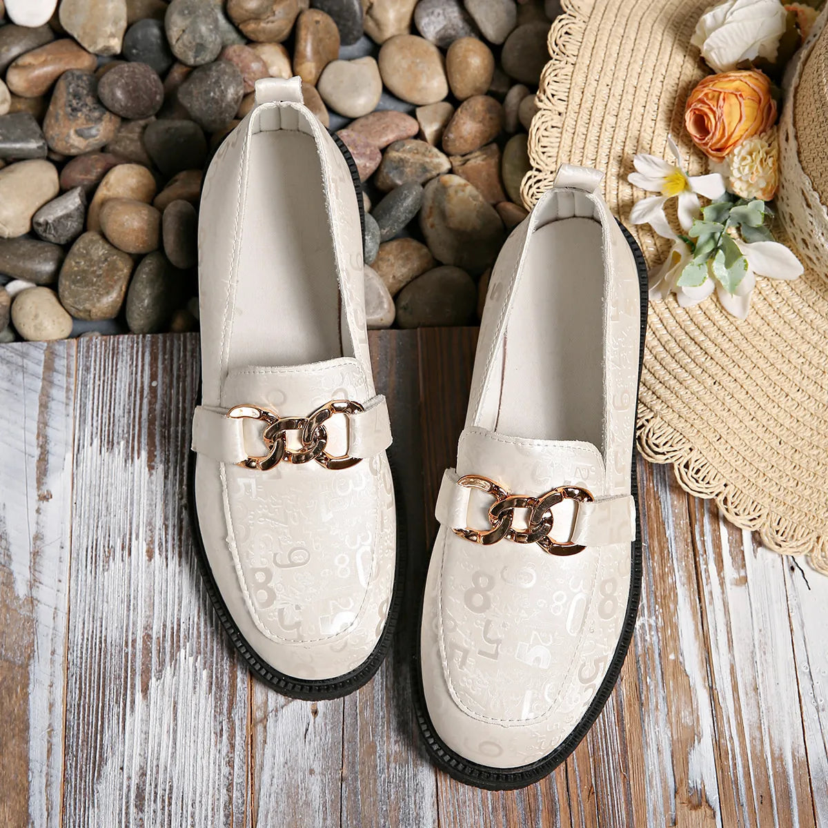 Round Toe Block Heel Loafers