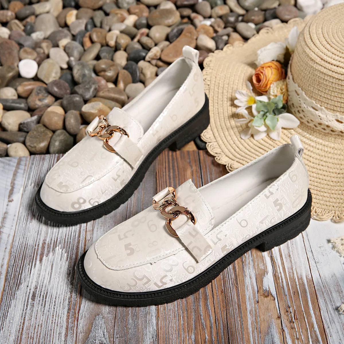 Round Toe Block Heel Loafers
