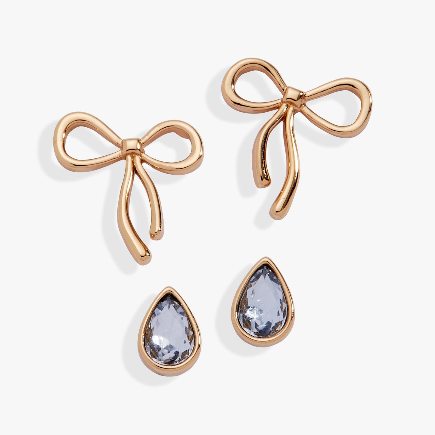 Bow & Teardrop Stud Earring Set
