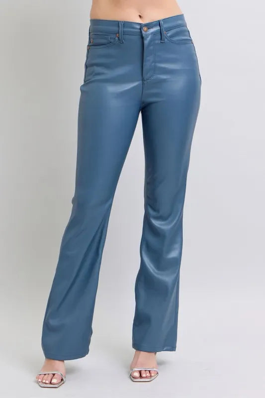 Judy Blue Full Size High Waist Tummy Control Faux Leather Bootcut Pants