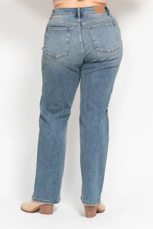 Judy Blue Full Size High Waist Distressed Dad Jean