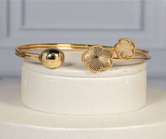 Clover Inspired Cuff Bracelet 18k Gold Plated