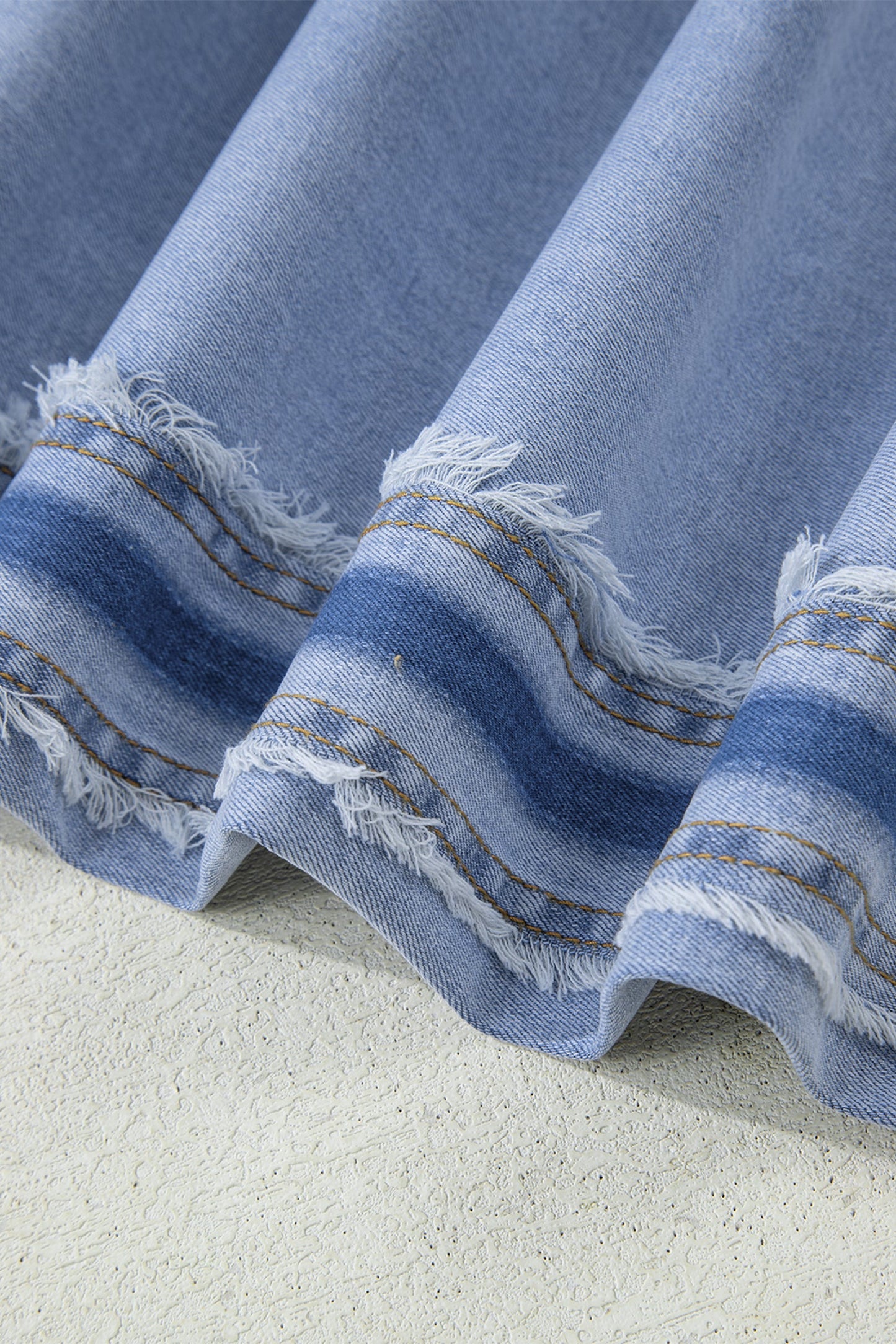 Beau Blue Contrast Stripe Frayed Side Panel Patchwork Shift Jeans