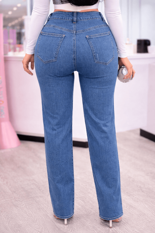 Deliah Cutout Straight Leg Jean