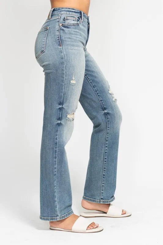Judy Blue Full Size High Waist Distressed Dad Jean