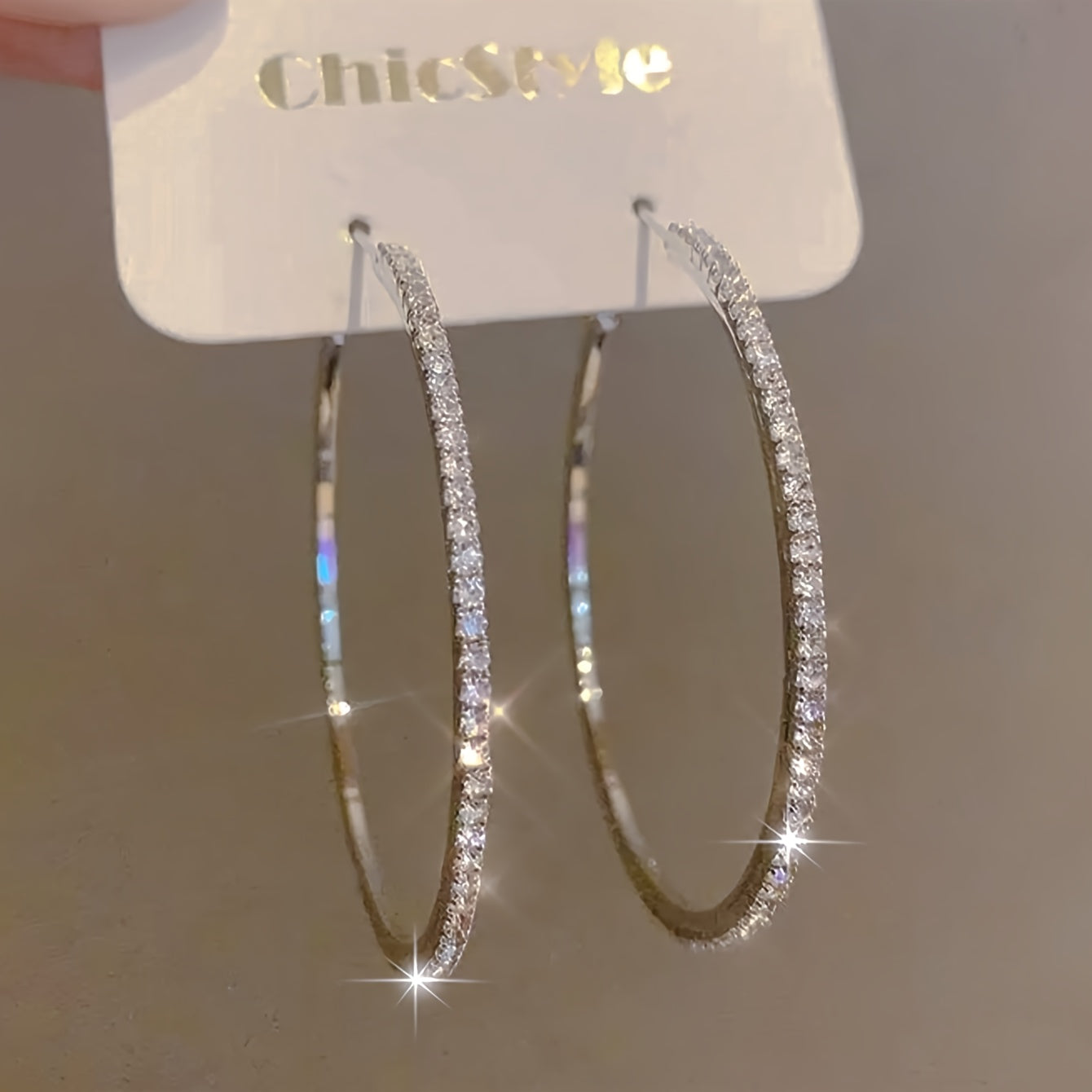 Women's Rhinestone Hoop Earrings – Large Stainless Steel Bling Hoops