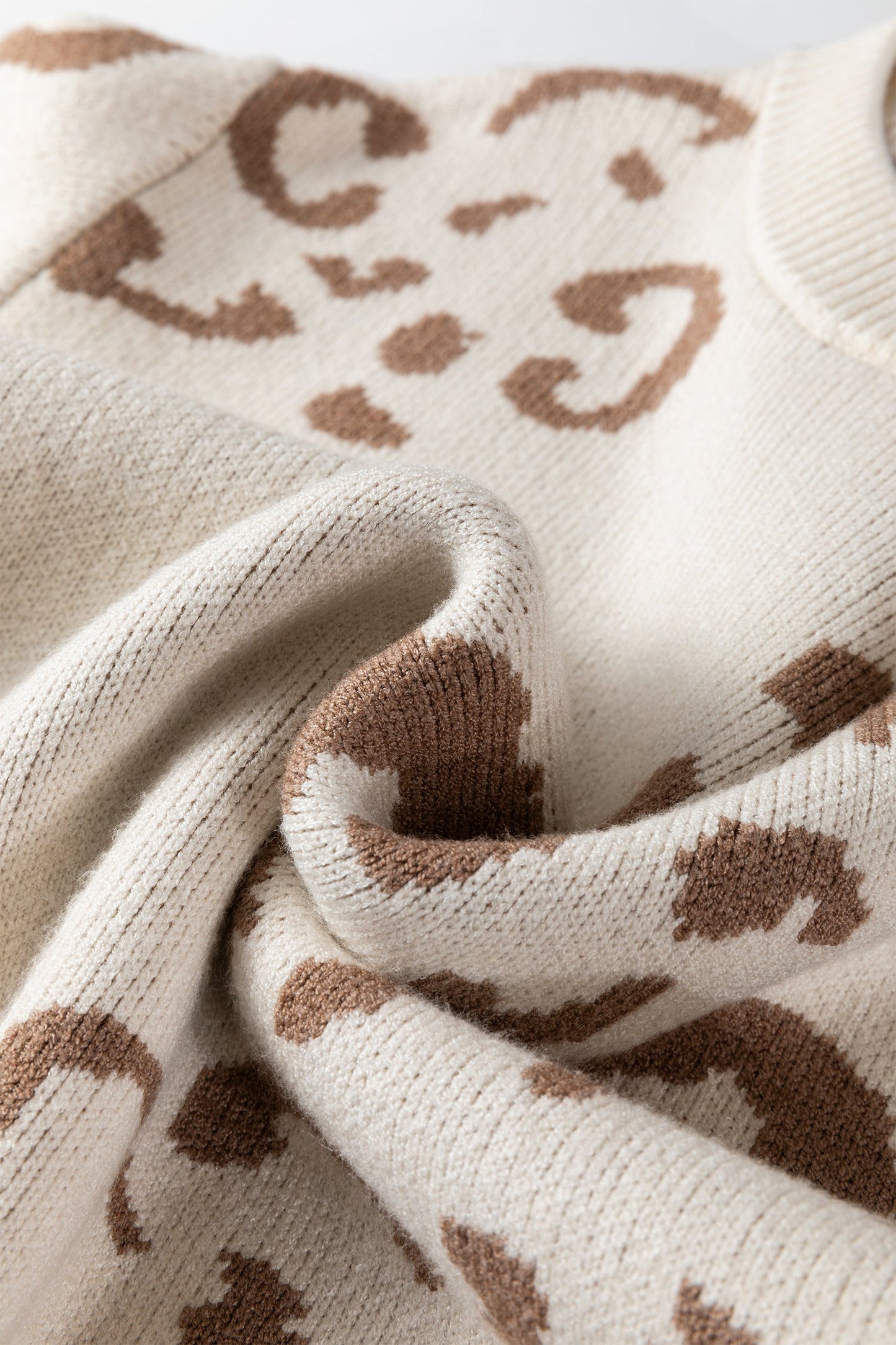 Asymmetric Leopard Print Detail Drop Shoulder Sweater