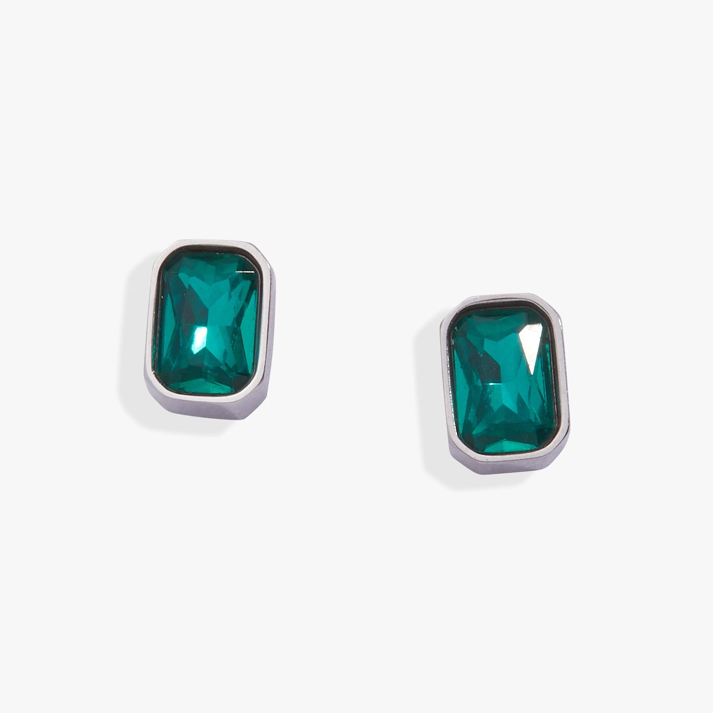 December Emerald-Cut Birthstone Stud Earrings