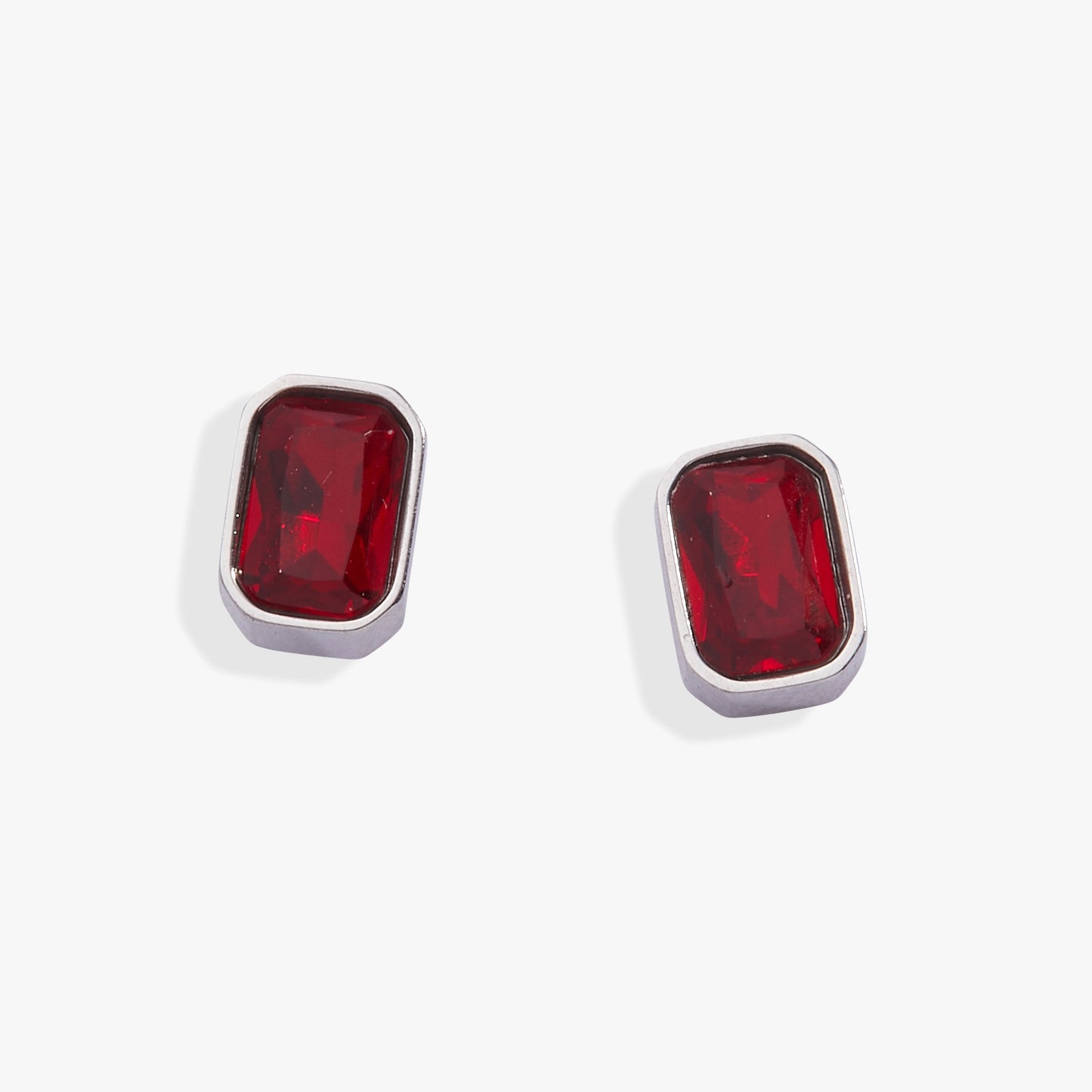 July Emerald-Cut Birthstone Stud Earrings