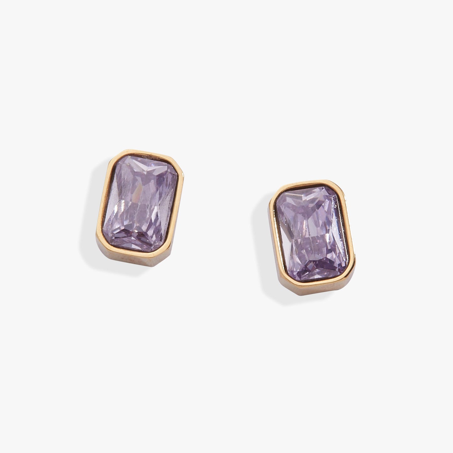 June Emerald-Cut Birthstone Stud Earrings