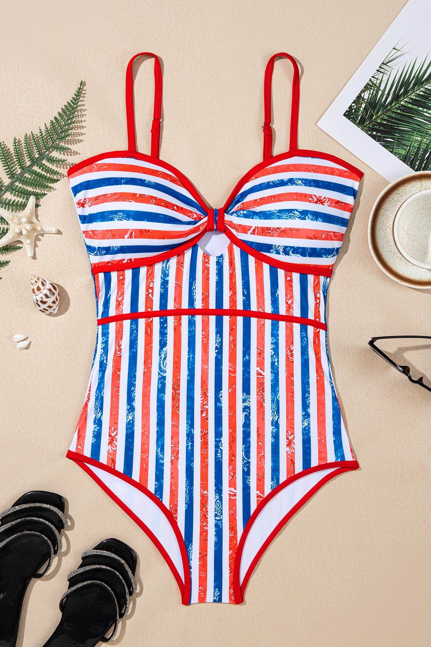 Red, White and Blue One Piece Swimsuit