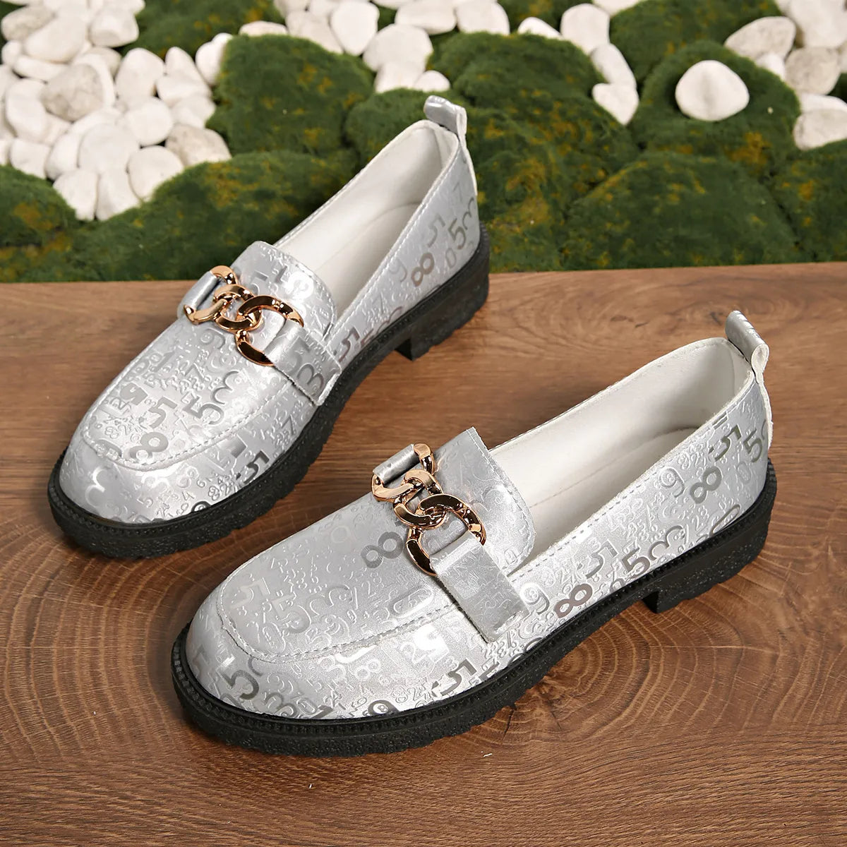 Round Toe Block Heel Loafers