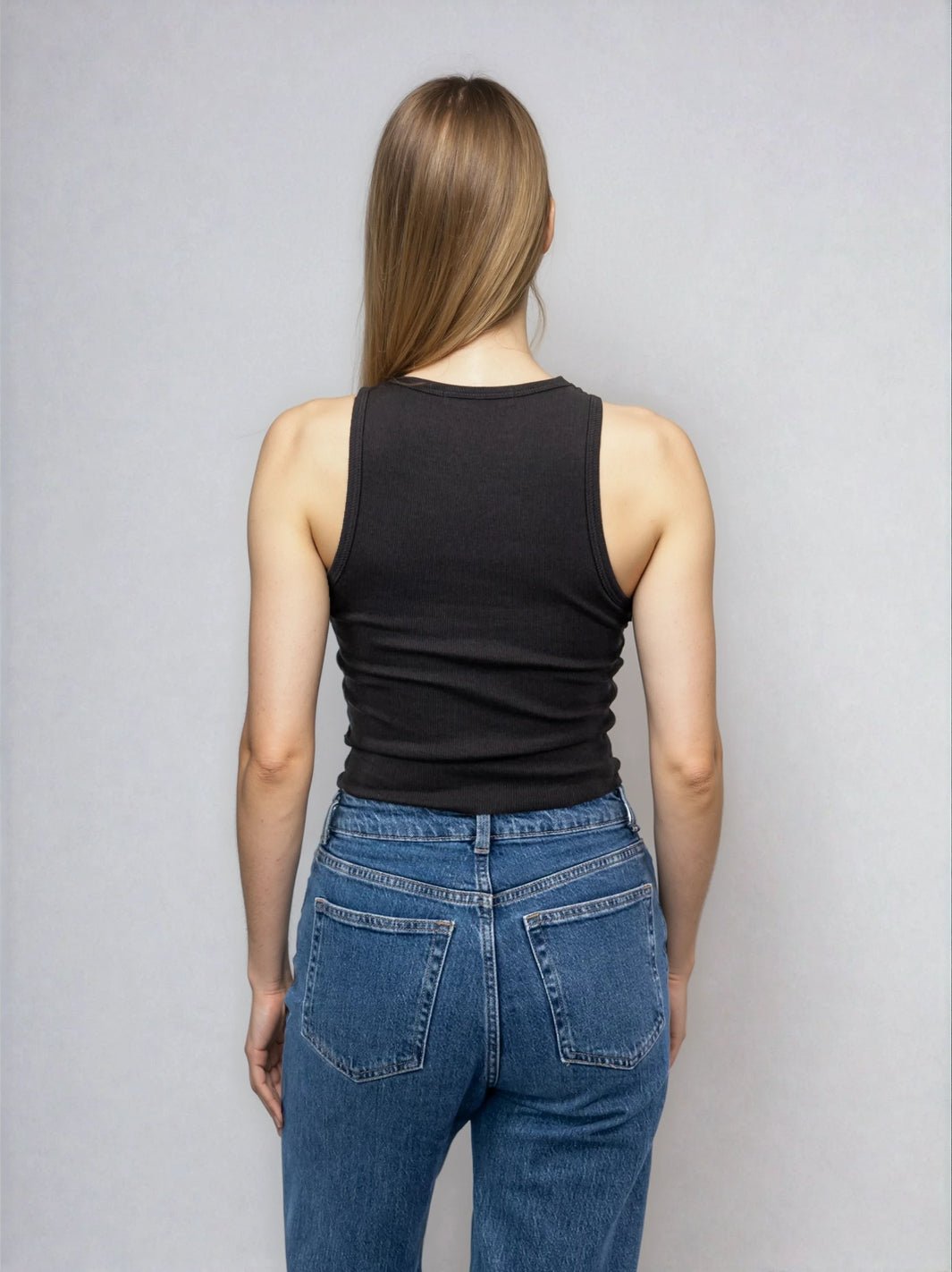 High Neck Tank Raw Hem - Cropped