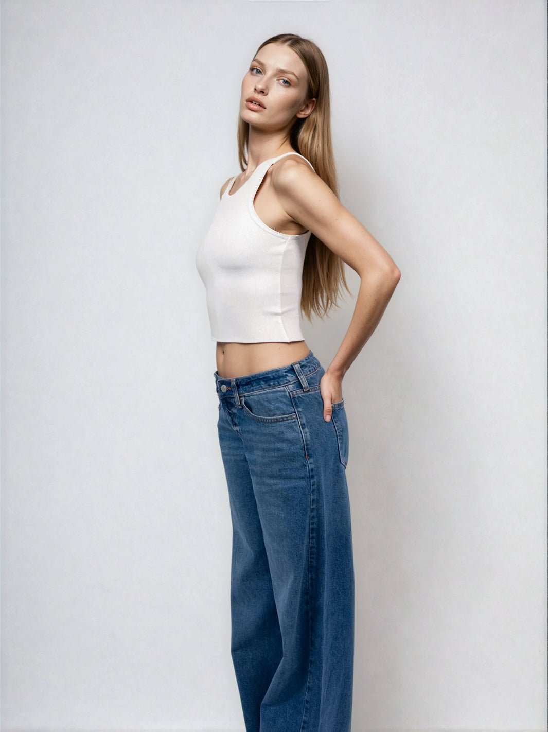 High Neck Tank Raw Hem - Cropped