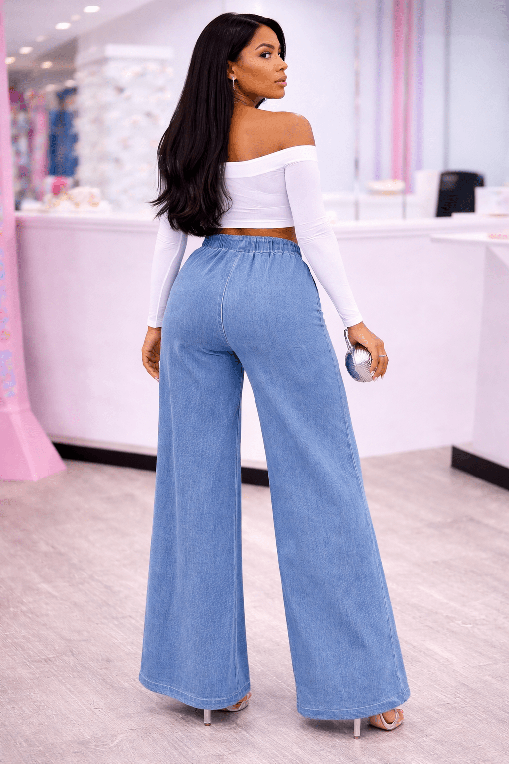 Jackie Jogger Denim Detail Pants With Adjustable Pant Drawstring