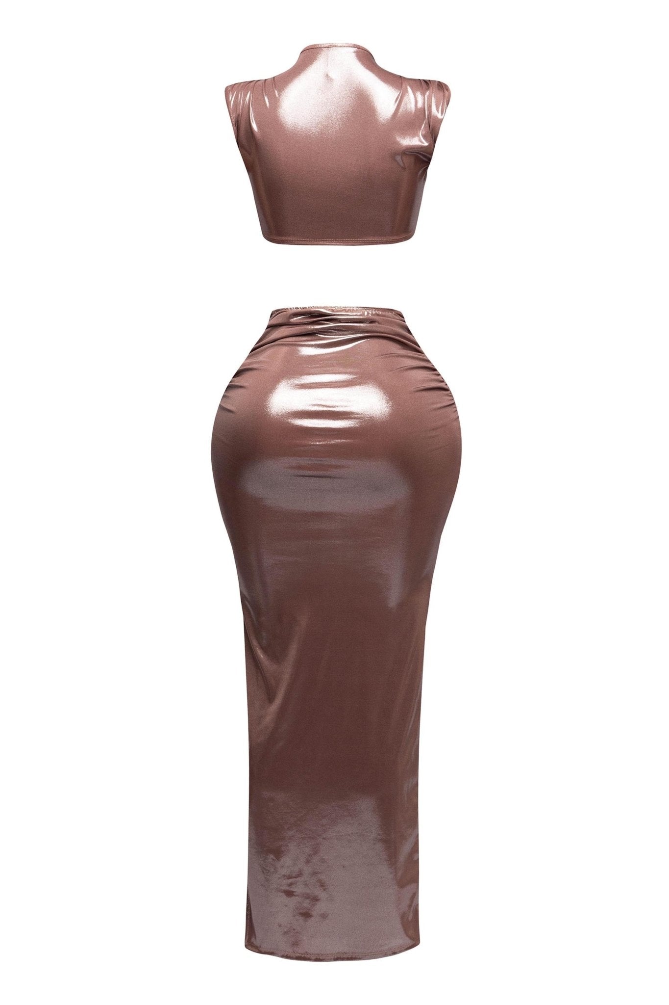 Starlust Metallic Foil Crop Top & Maxi Skirt  Set