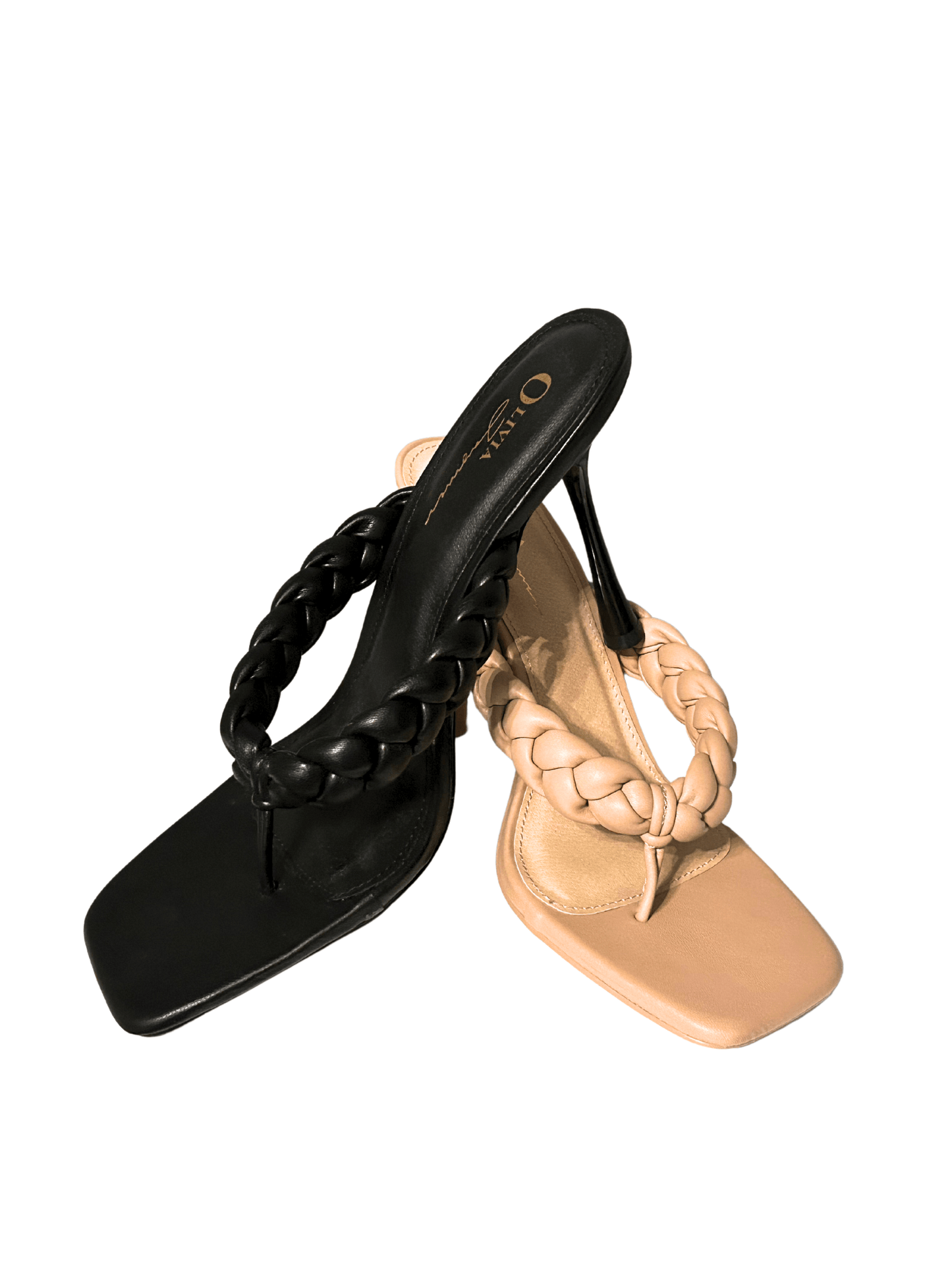 Nixie 4-Inch Chic Nude Slip on  Sandals With Braided Design