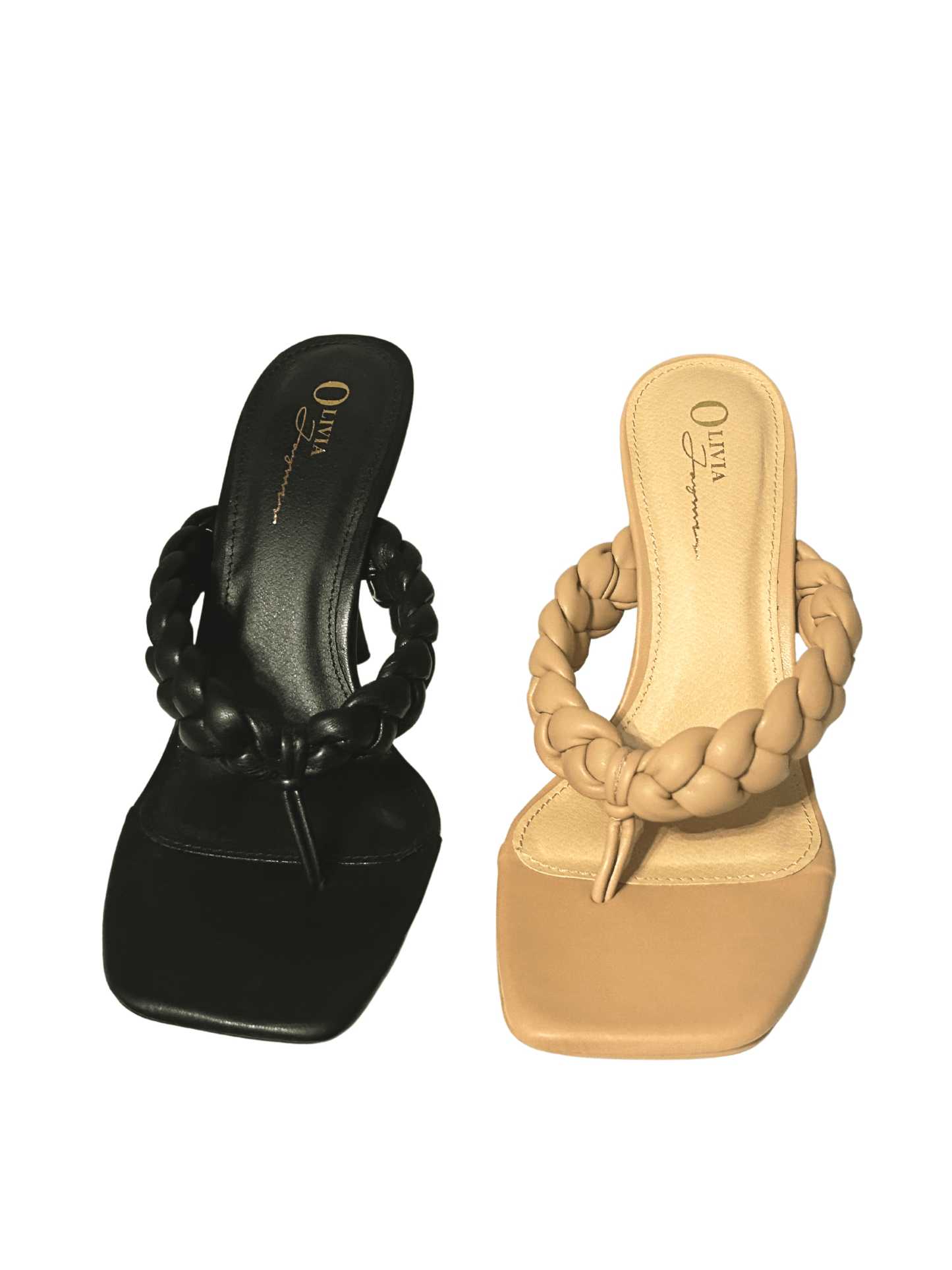 Nixie 4-Inch Chic Nude Slip on  Sandals With Braided Design