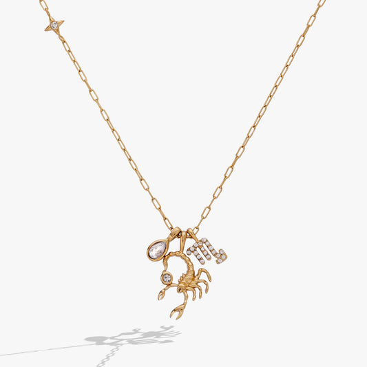 Scorpio Zodiac Charm Cluster Necklace