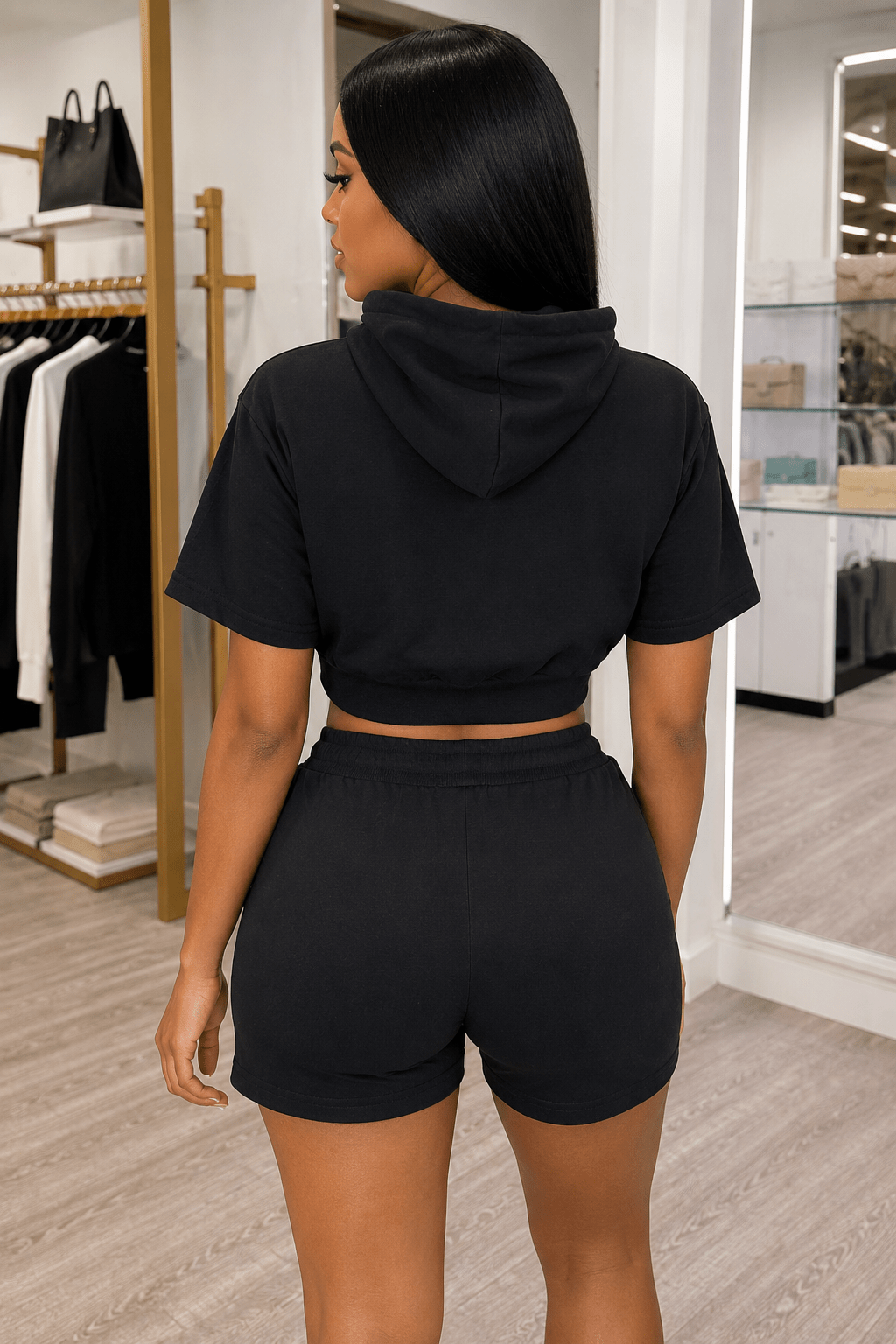 Starlet Bling Star Short Set – Rhinestone Hoodie & Shorts Two-Piece Outfit