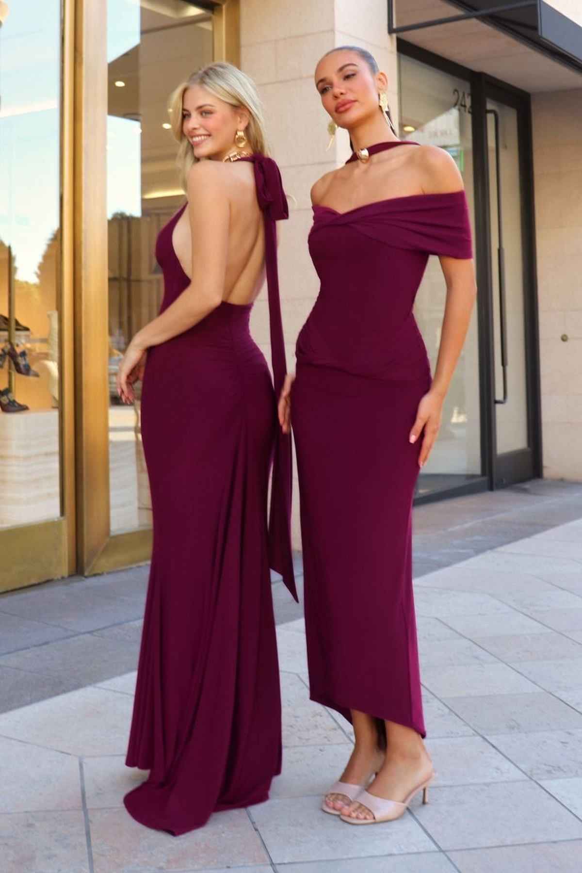 Astee Sleek Halter Neck Fitted Stretch Gown