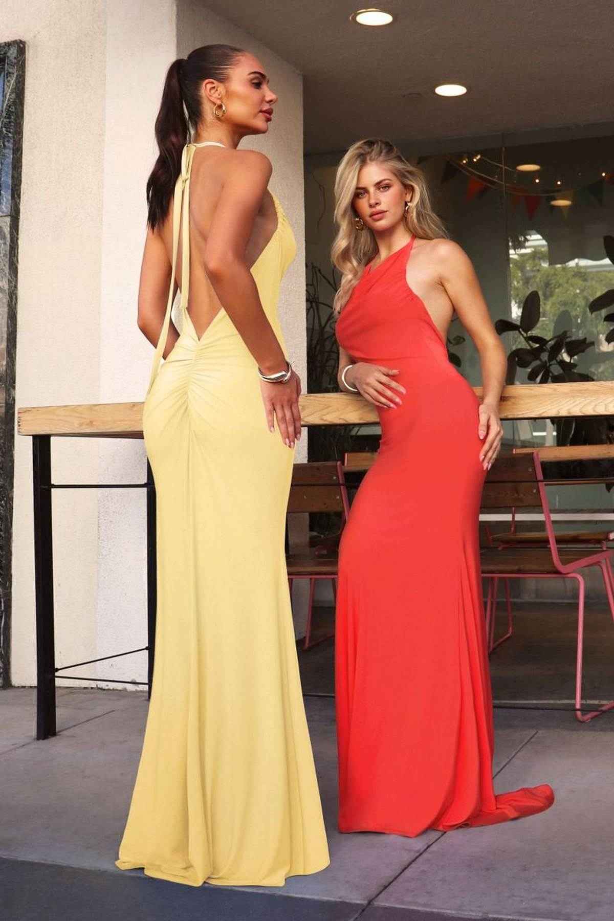 Astee Multi-Way Adjustable Neckline Fitted Stretch Formal Dress