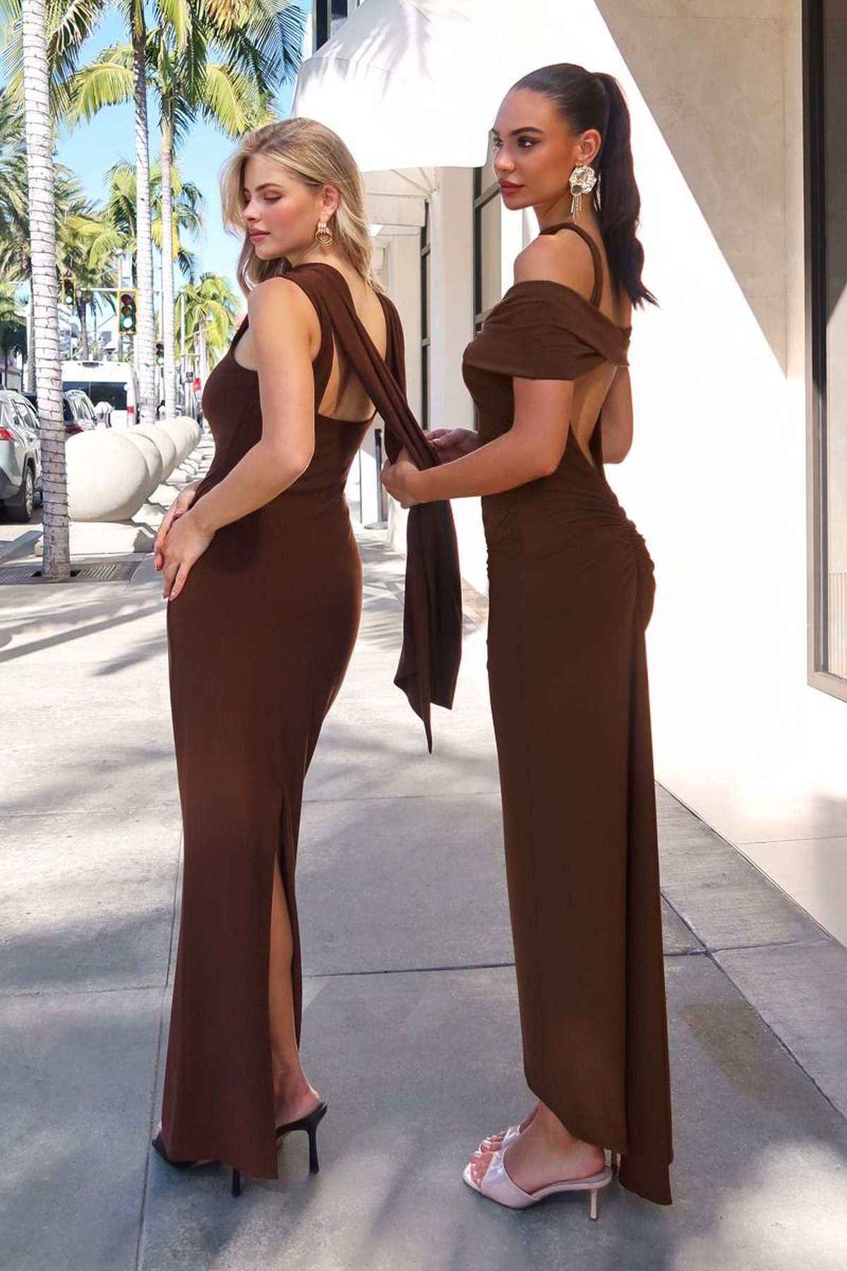 Astee Sophisticated High Neckline Fitted Stretch Evening Dress